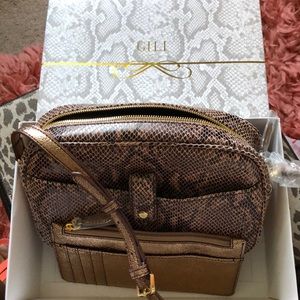 G.I.L.I snake print leather crossbody bag